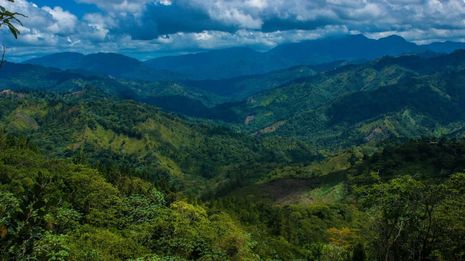 Cordilleras verdes de las montañas dominicanas bajo un cielo azul, como las de la Sierra de Bahoruco camino a Polo